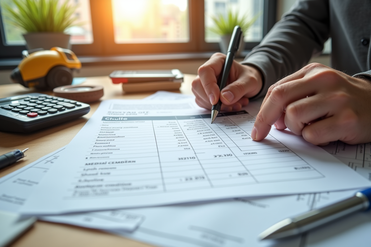 Main tenant un devis électrique avec plans et outils de rénovation
