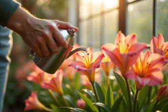 Fleurs T-shaped en pleine floraison dans un jardin intérieur lumineux